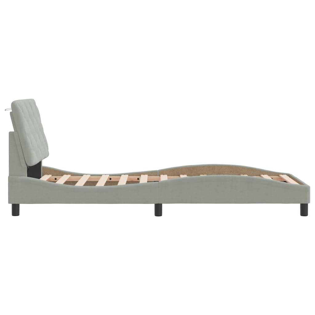 Okvir kreveta s LED-om bez madraca svjetlosivi 90x200 cm baršunasti