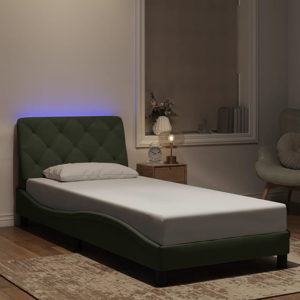 Okvir kreveta s LED-om bez madraca svjetlosivi 90x200 cm baršunasti