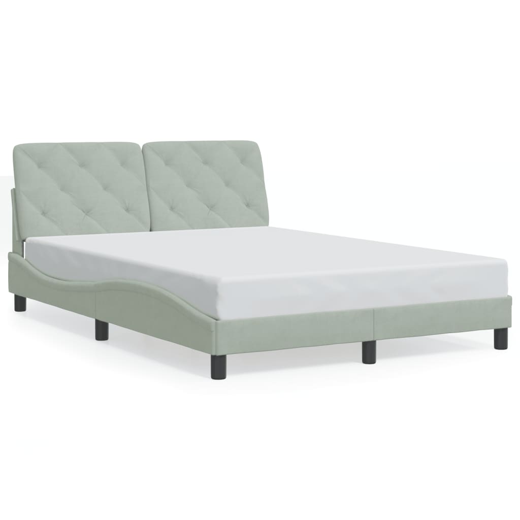 Okvir kreveta s LED-om bez madraca svjetlosivi 140x190 cm baršunasti