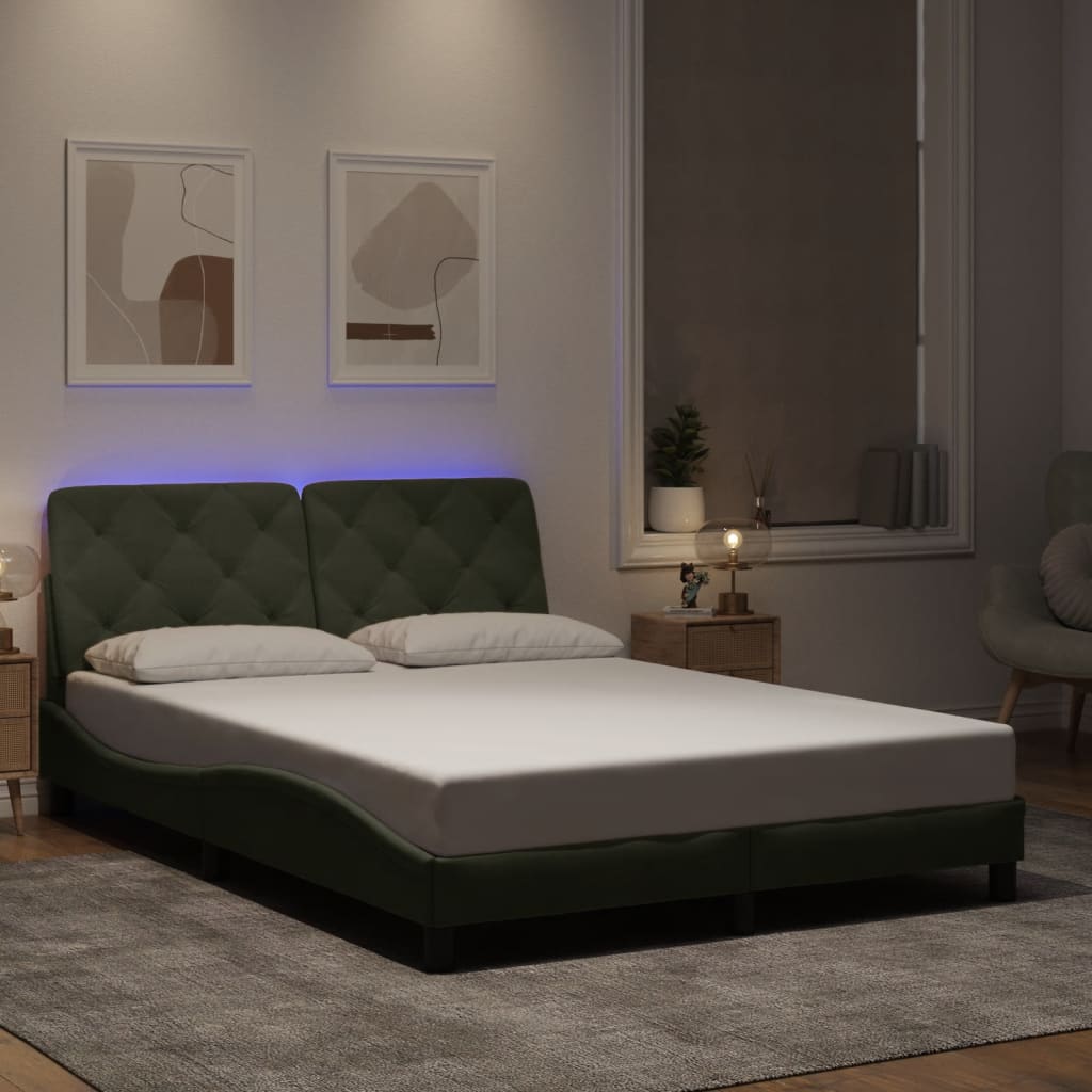Okvir kreveta s LED-om bez madraca svjetlosivi 140x190 cm baršunasti