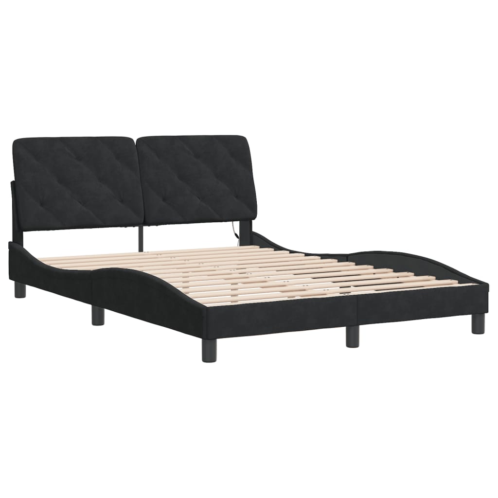Okvir kreveta s LED-om bez madraca crni 140 x 190 cm baršunasti