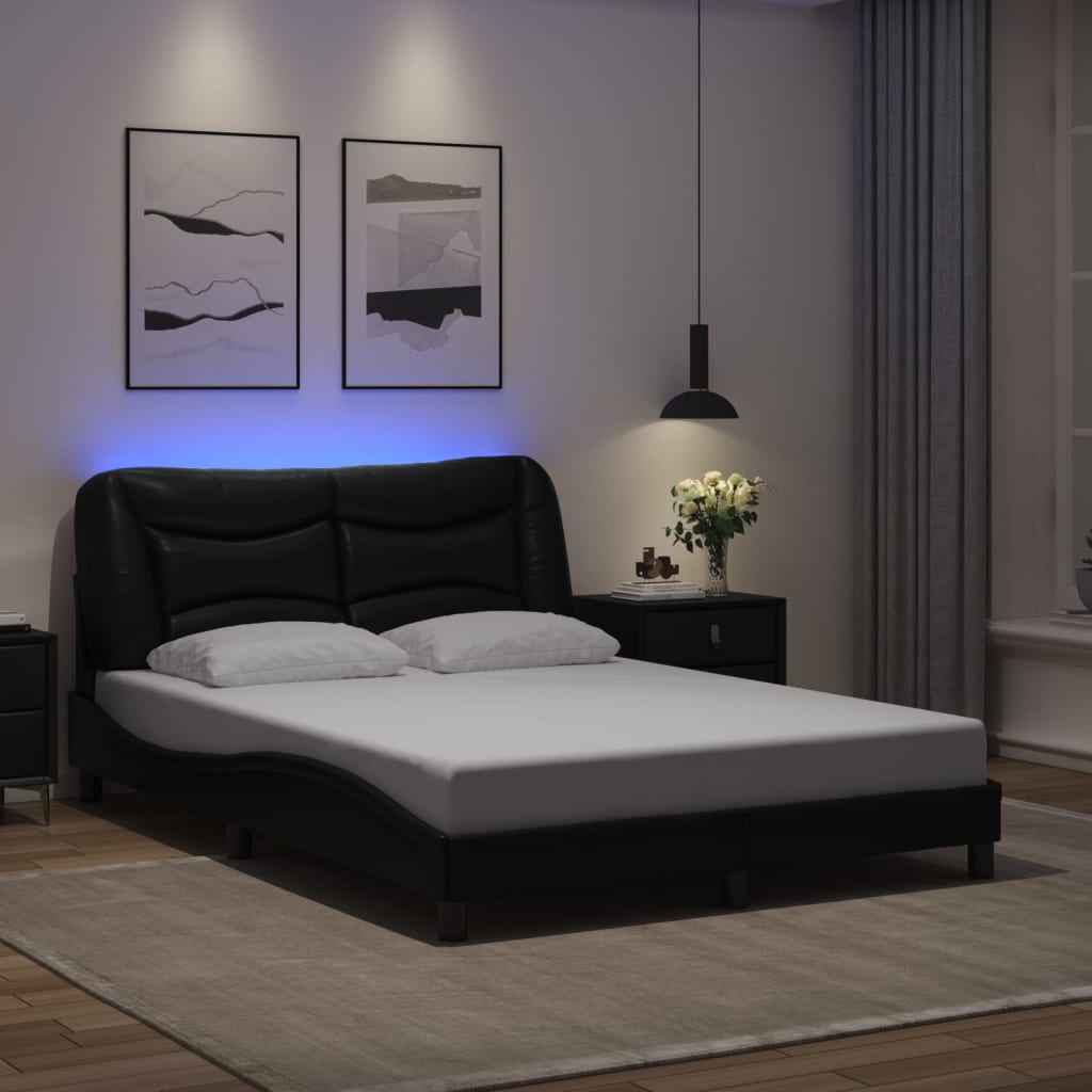 Okvir kreveta s LED-om bez madraca Hvar crni 120 x 200 cm