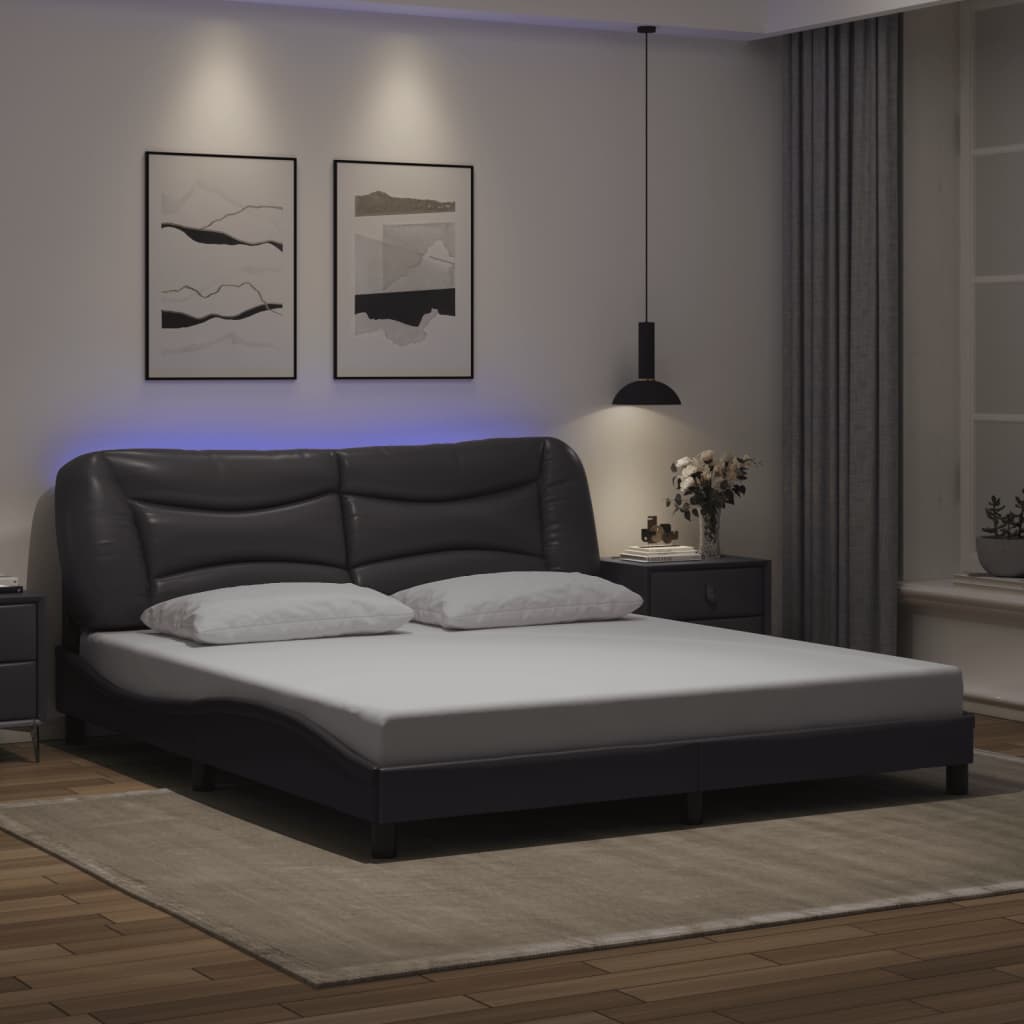 Okvir kreveta s LED-om bez madraca Hvar sivi 180 x 200 cm