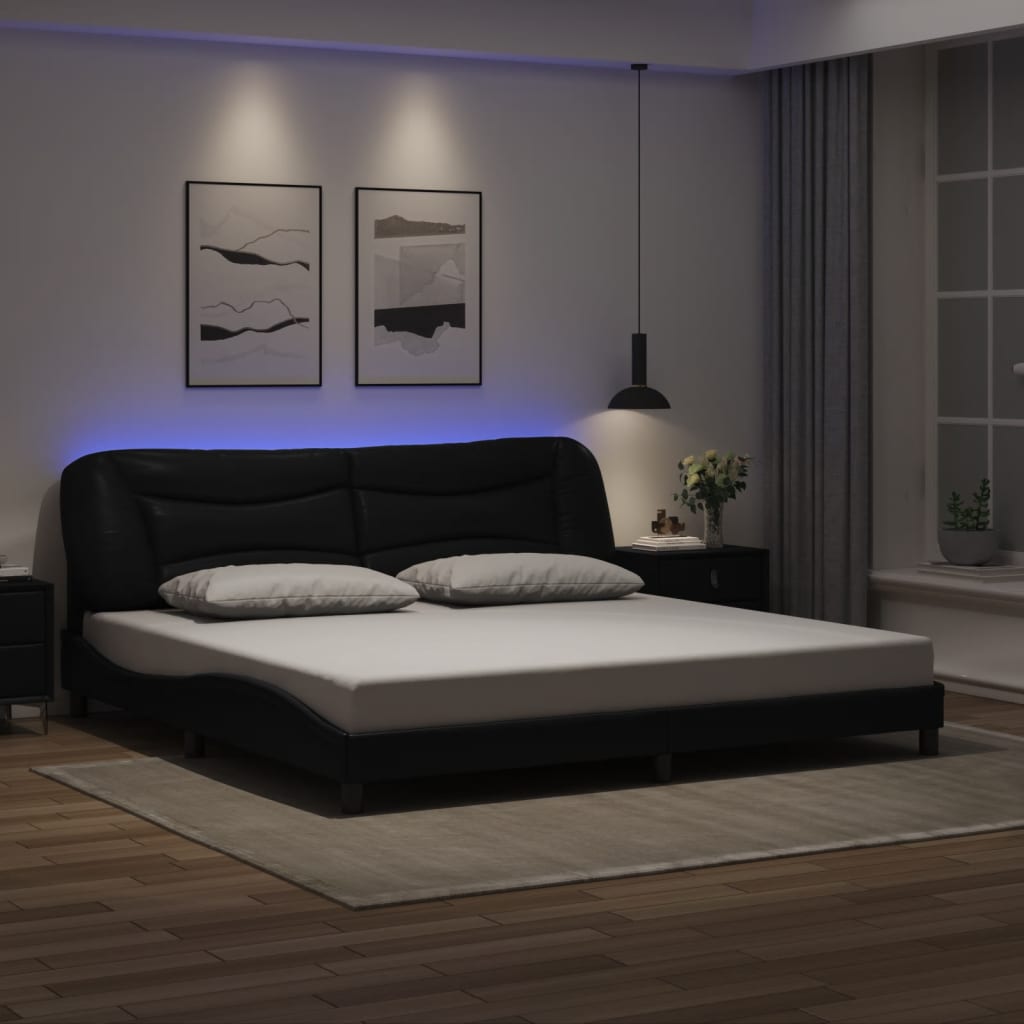Okvir kreveta s LED-om bez madraca Hvar crni 200 x 200 cm