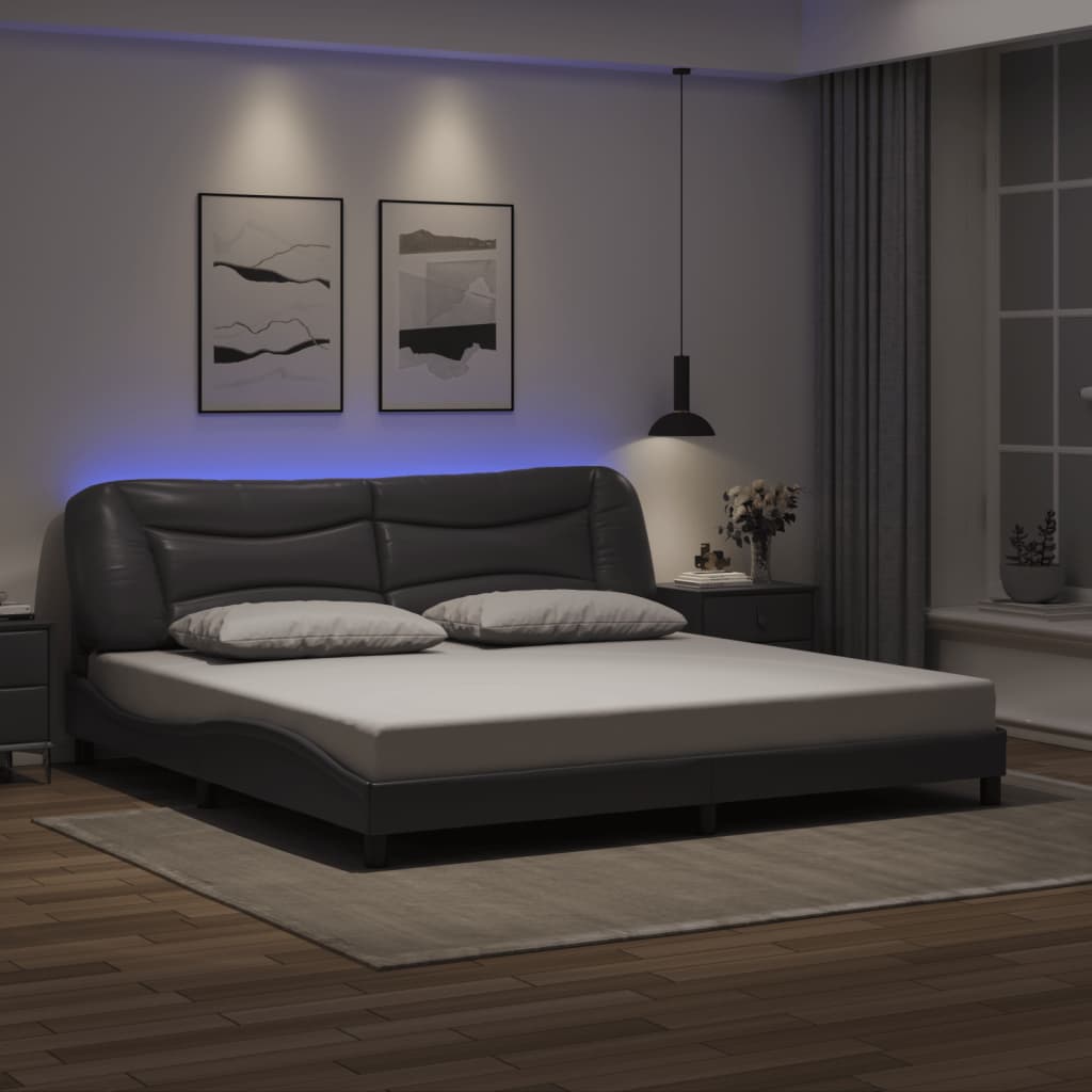 Okvir kreveta s LED-om bez madraca Hvar sivi 200 x 200 cm