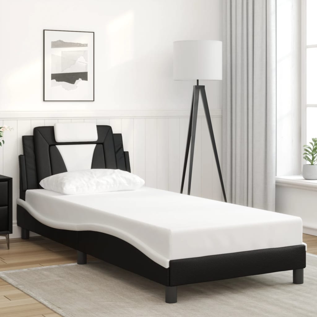 Okvir kreveta Viana s LED-om bez madraca crno-bijeli 90x190 cm