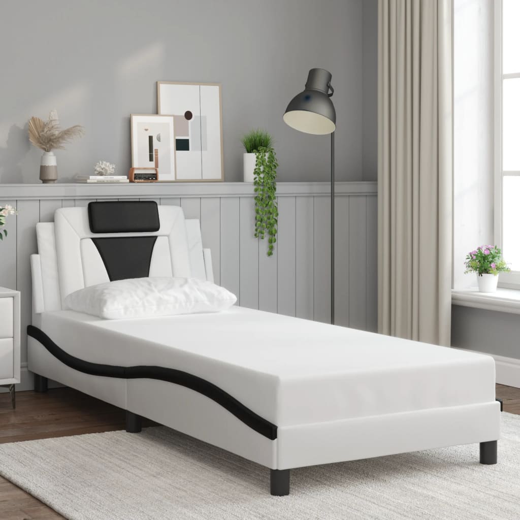 Okvir kreveta Viana s LED-om bez madraca bijelo-crni 90x190 cm