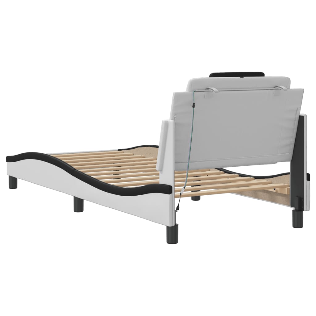 Okvir kreveta Viana s LED-om bez madraca bijelo-crni 90x190 cm