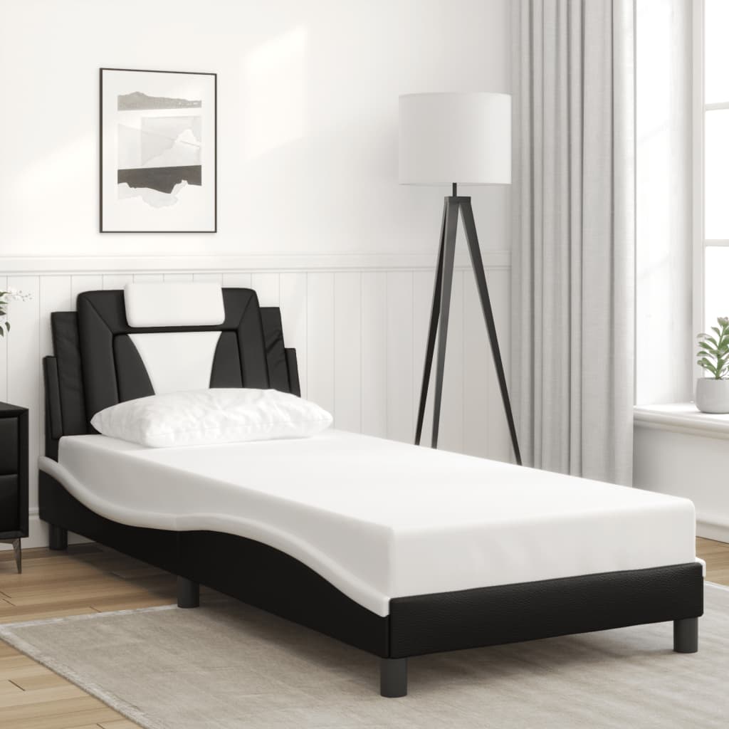 Okvir kreveta Viana s LED-om bez madraca crno-bijeli 90x200 cm