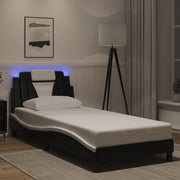 Okvir kreveta Viana s LED-om bez madraca crno-bijeli 90x200 cm