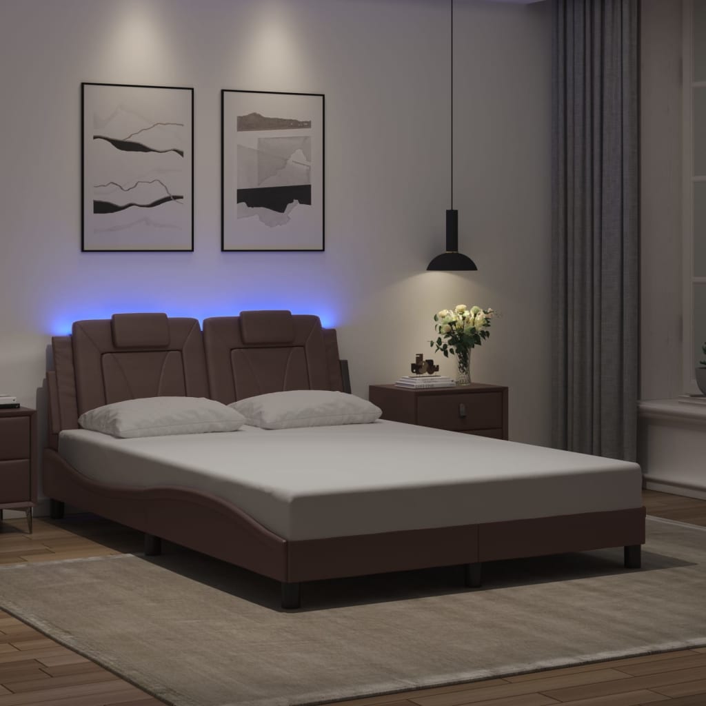 Okvir kreveta Viana s LED-om bez madraca smeđi 140x190 cm