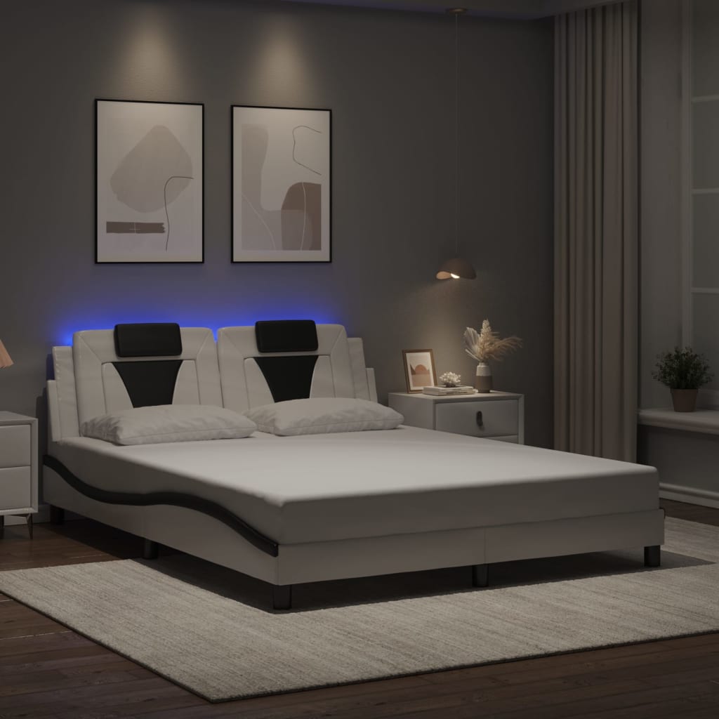 Okvir kreveta Viana s LED-om bez madracabijelo-crni 160 x 200 cm