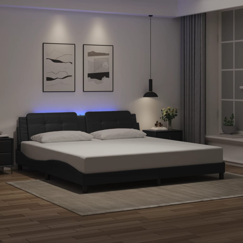 Okvir kreveta s LED-om bez madraca Zadar crni 200 x 200 cm