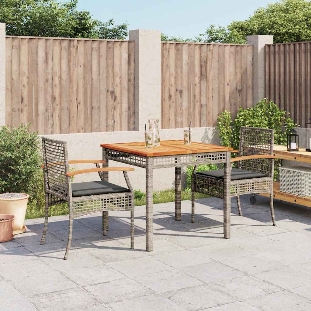 3-dijelni vrtni blagovaonski set sivi od poliratana Siva 80 cm table length