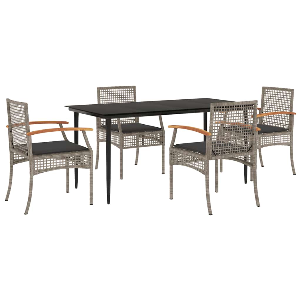 5-dijelni vrtni blagovaonski set sivi od poliratana Siva 160 x 80 x 74 cm