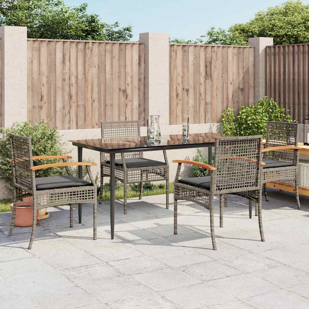 5-dijelni vrtni blagovaonski set sivi od poliratana Siva 160 x 80 x 74 cm