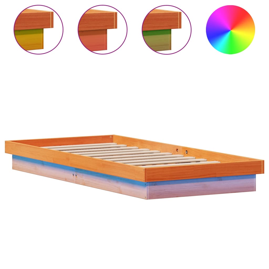 LED okvir kreveta voštano smeđi 100 x 200cm od masivne borovine