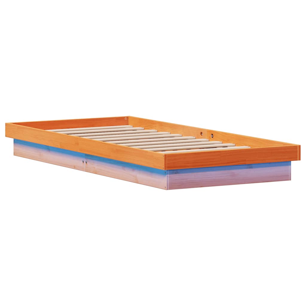 LED okvir kreveta voštano smeđi 100 x 200cm od masivne borovine