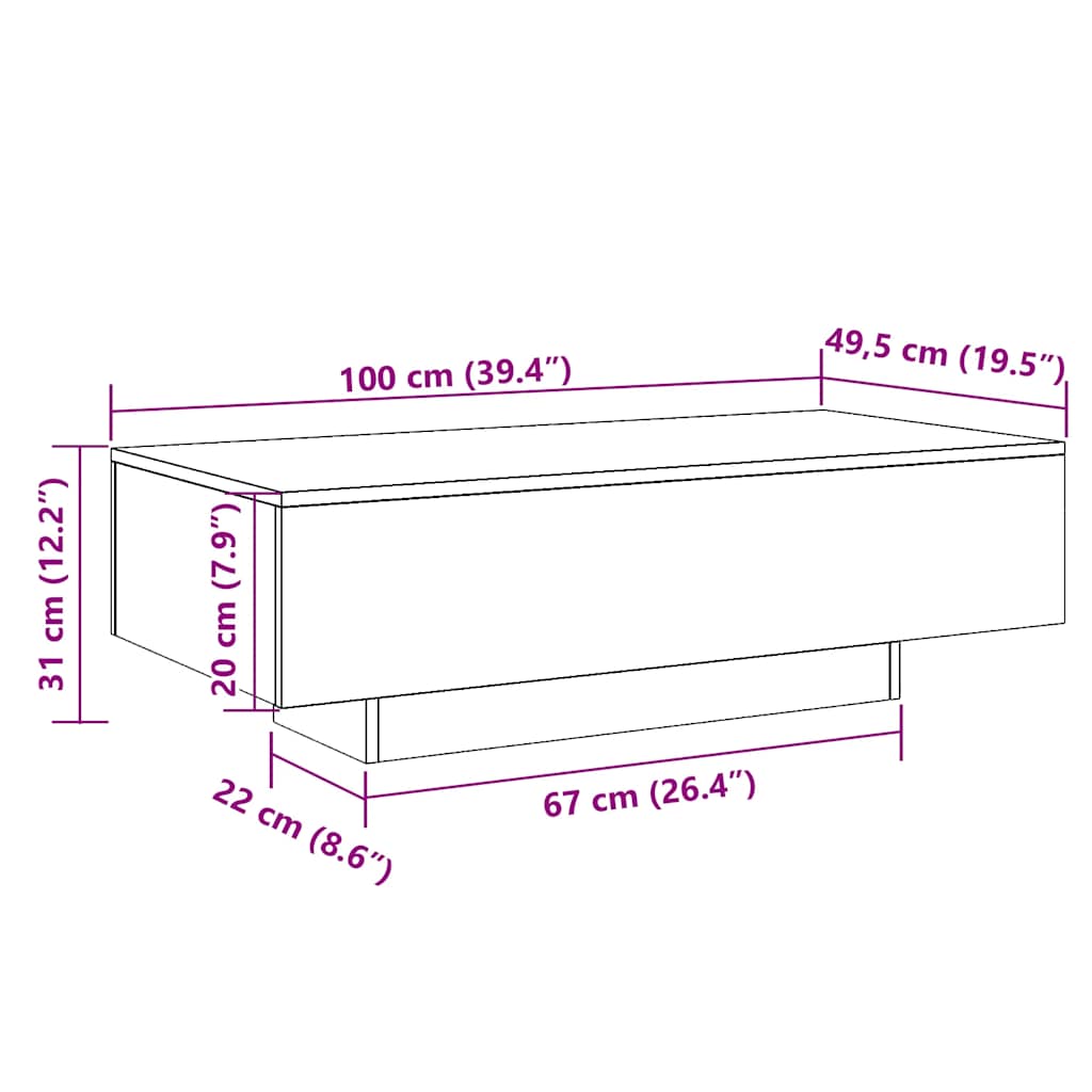 Stolić za kavu boja hrasta 100x49,5x31 cm konstruirano drvo