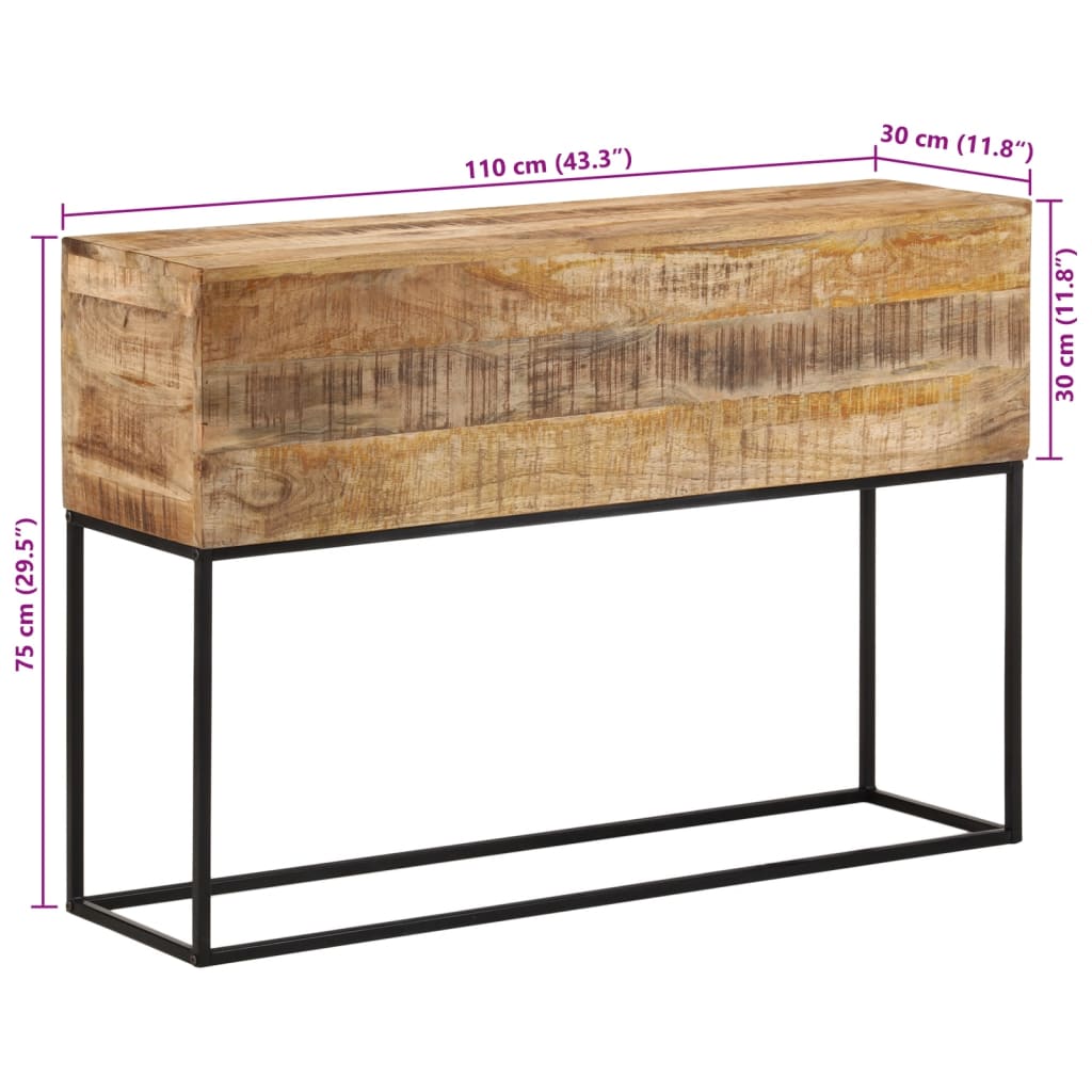 Konzolni stol 110x30x75 cm grubo masivno drvo manga i željezo