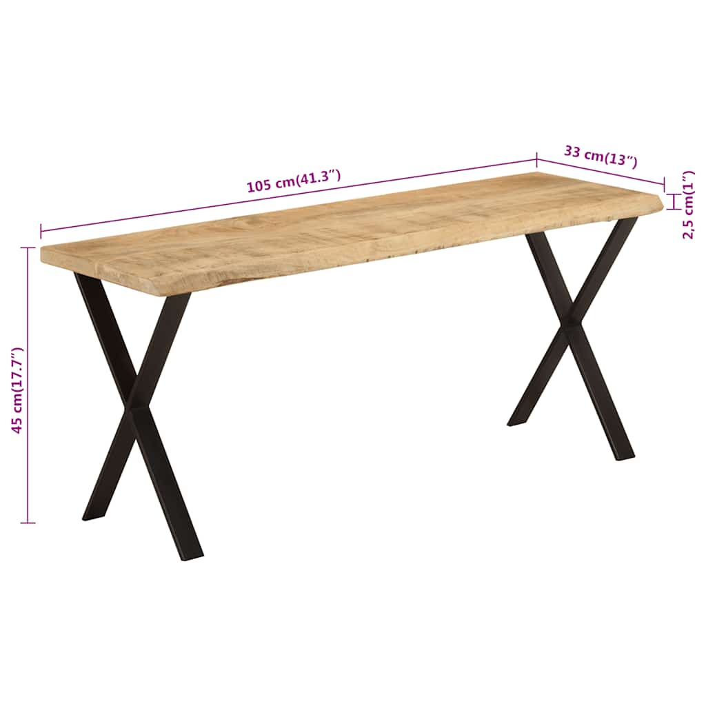 Klupa sa živim rubom 105 cm od masivnog drva manga
