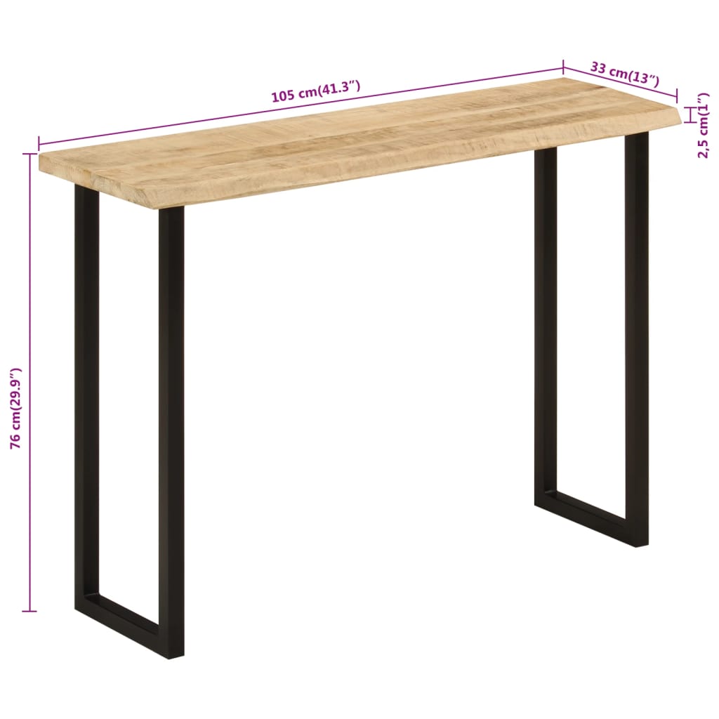 Konzolni stol sa živim rubom 105x33x76 cm masivno drvo manga
