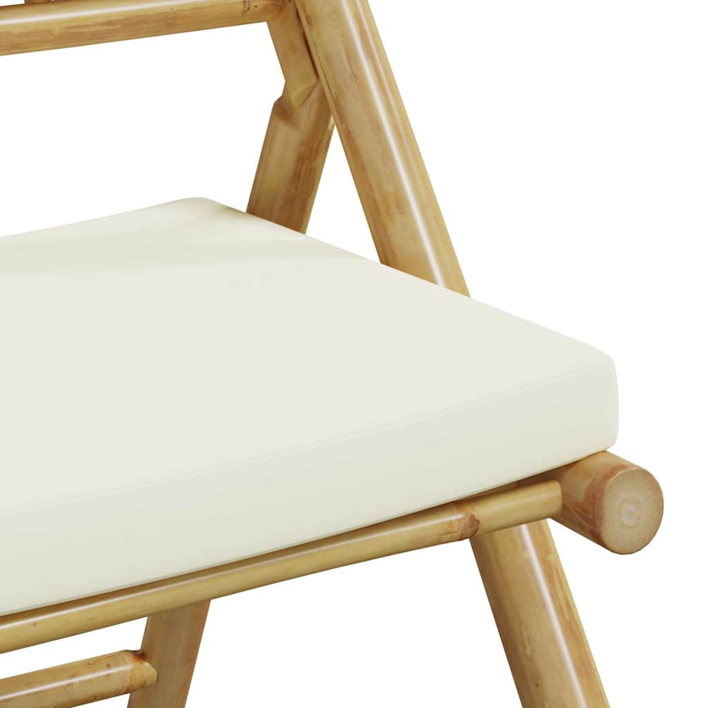 3-dijelni sklopivi bistro set s krem bijelim jastucima bambus