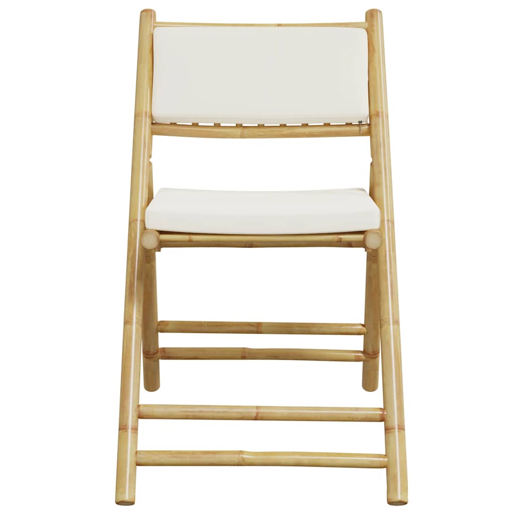 3-dijelni sklopivi bistro set s krem bijelim jastucima bambus