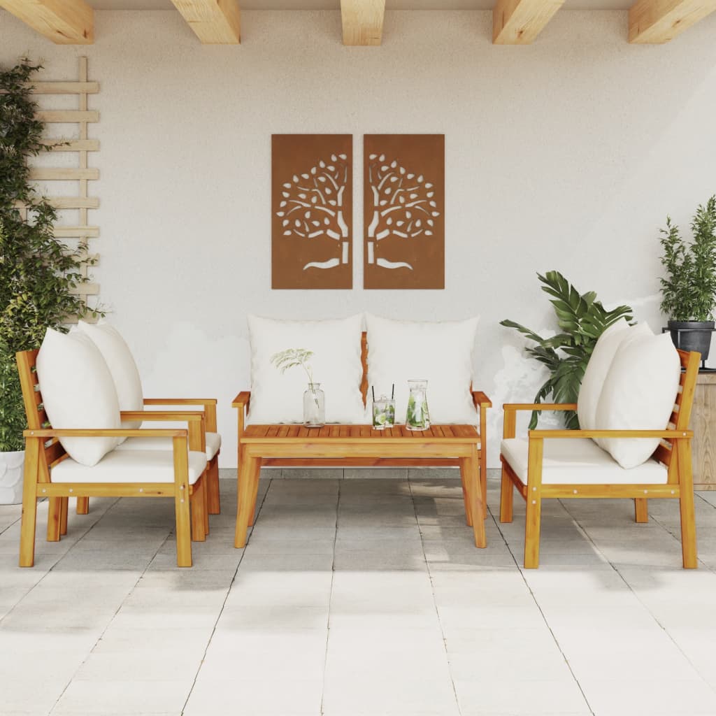 5-dijelna vrtna garnitura od masivnog drva bagrema s jastucima