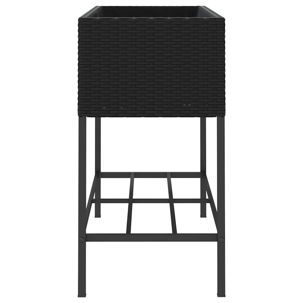 Vrtne sadilice s policom 2 kom crne 90 x 40 x 75 cm poliratan