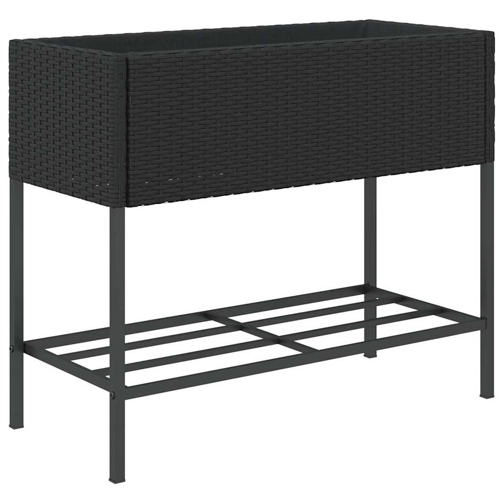 Vrtne sadilice s policom 2 kom crne 90 x 40 x 75 cm poliratan