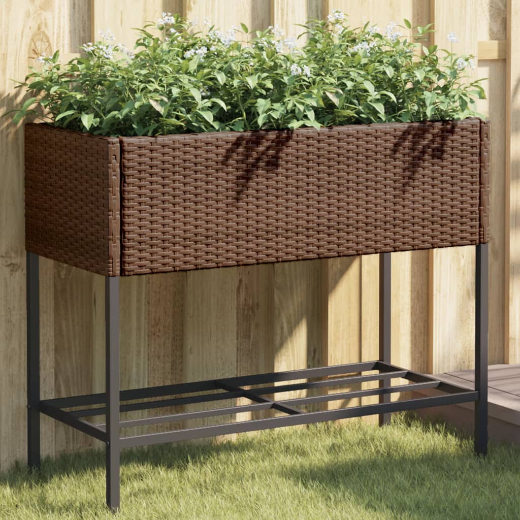 Vrtne sadilice s policom 2 kom smeđe 90 x 40 x 75 cm poliratan