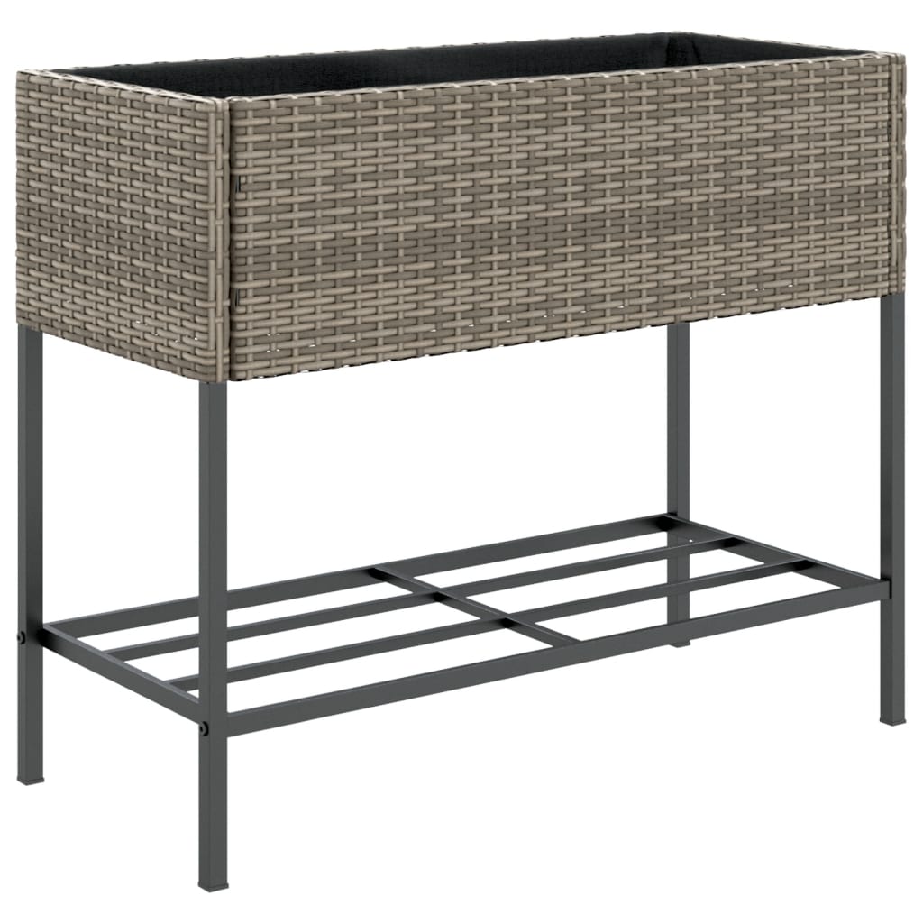 Vrtne sadilice s policom 2 kom sive 90 x 40 x 75 cm poliratan