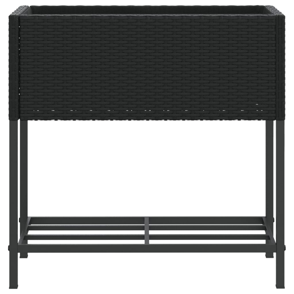 Vrtne sadilice s policom 2 kom crne 70 x 28 x 70 cm poliratan