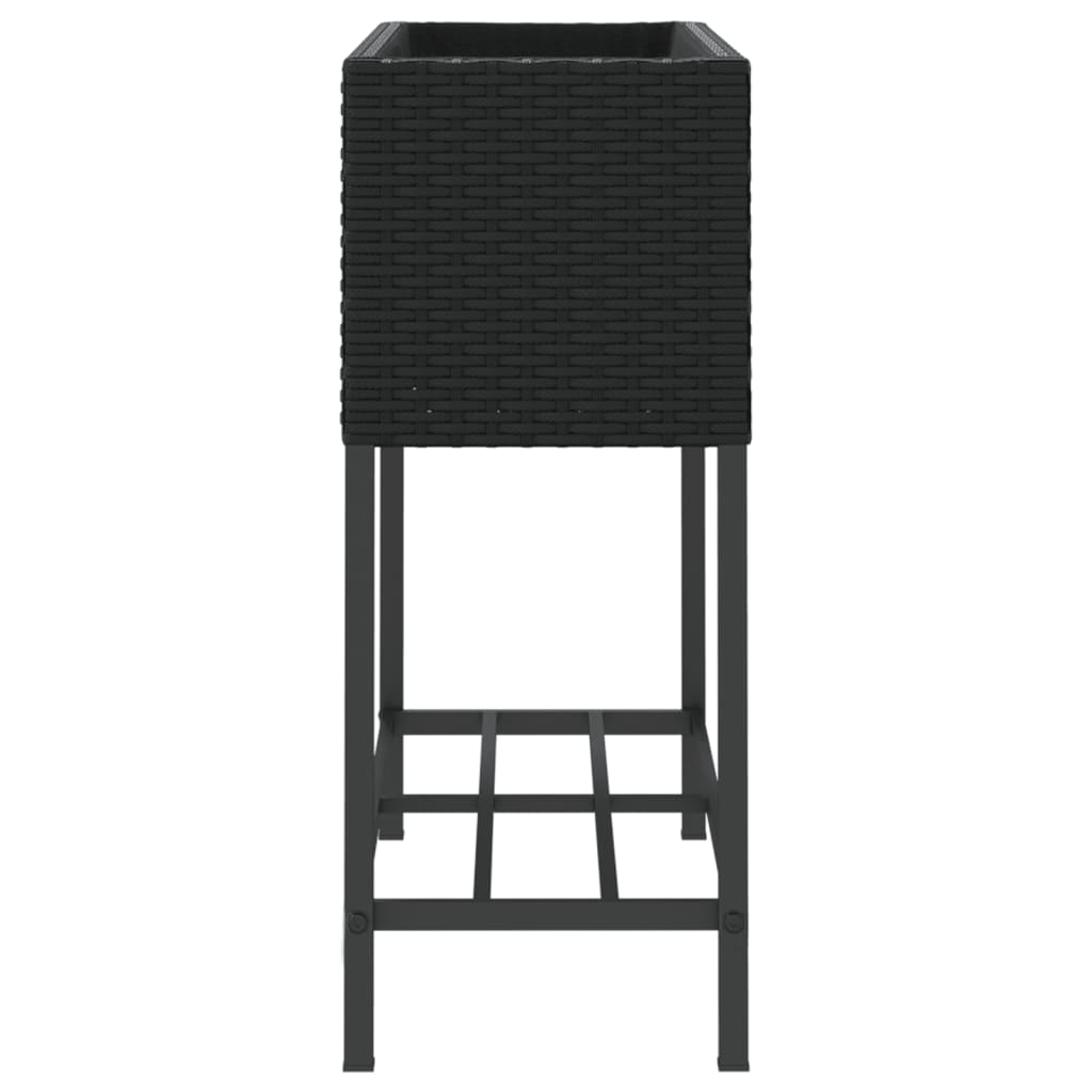 Vrtne sadilice s policom 2 kom crne 70 x 28 x 70 cm poliratan