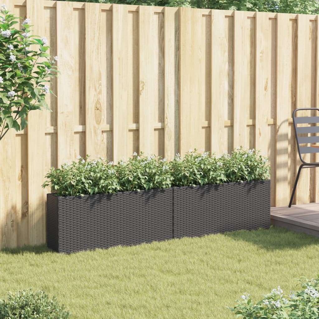 Vrtne sadilice s 2 posude 2 kom crne 90 x 20 x 40 cm poliratan