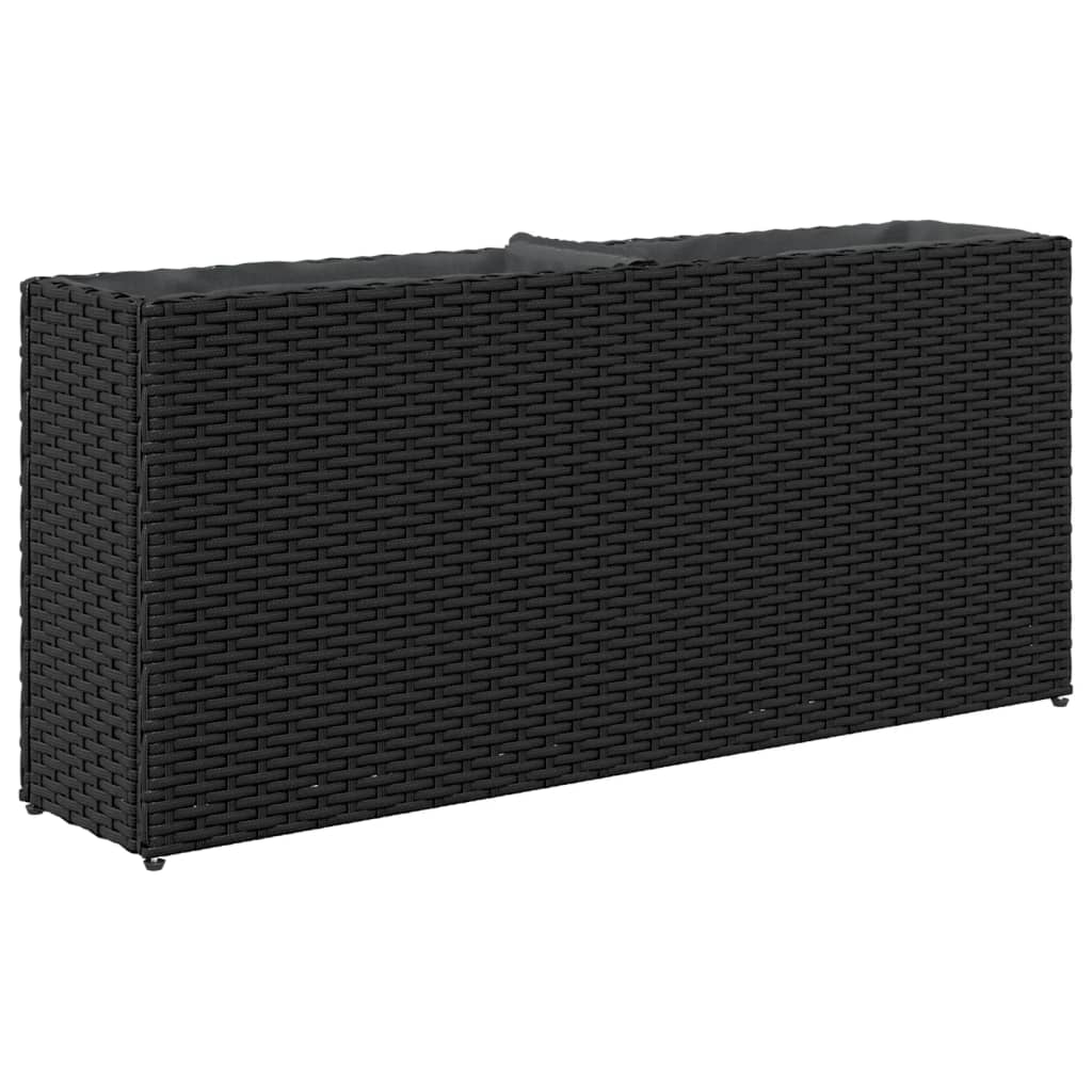 Vrtne sadilice s 2 posude 2 kom crne 90 x 20 x 40 cm poliratan