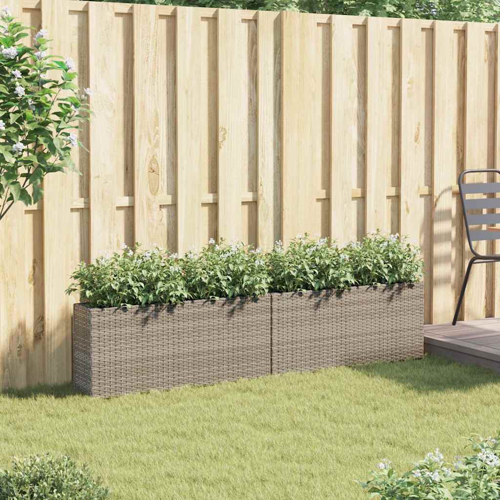 Vrtne sadilice s 2 posude 2 kom sive 90 x 20 x 40 cm poliratan