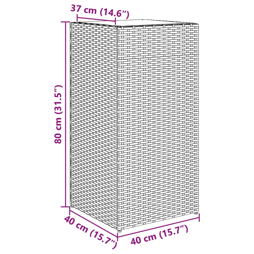 Vrtne sadilice 2 kom smeđa 40 x 40 x 80 cm od poliratana