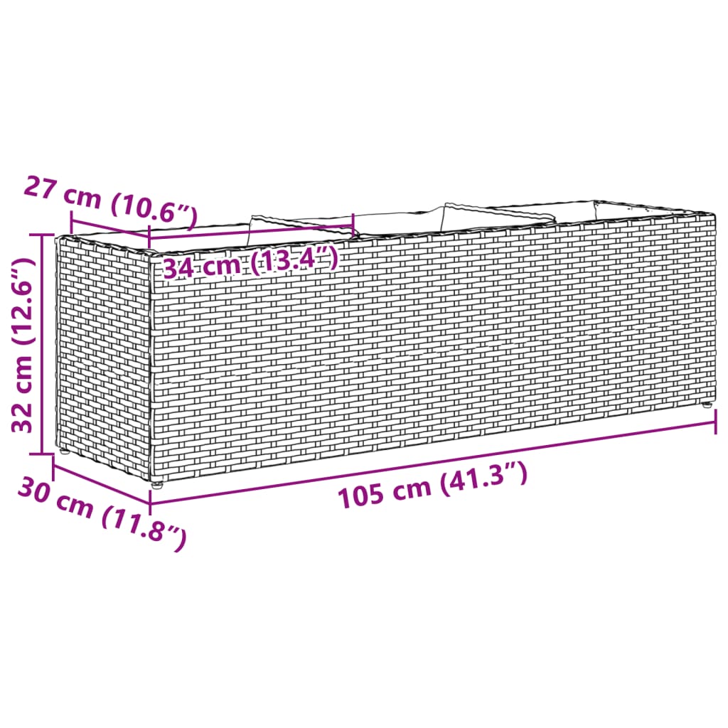 Vrtne sadilice s 3 posude 2 kom crne 90 x 20 x 40 cm poliratan