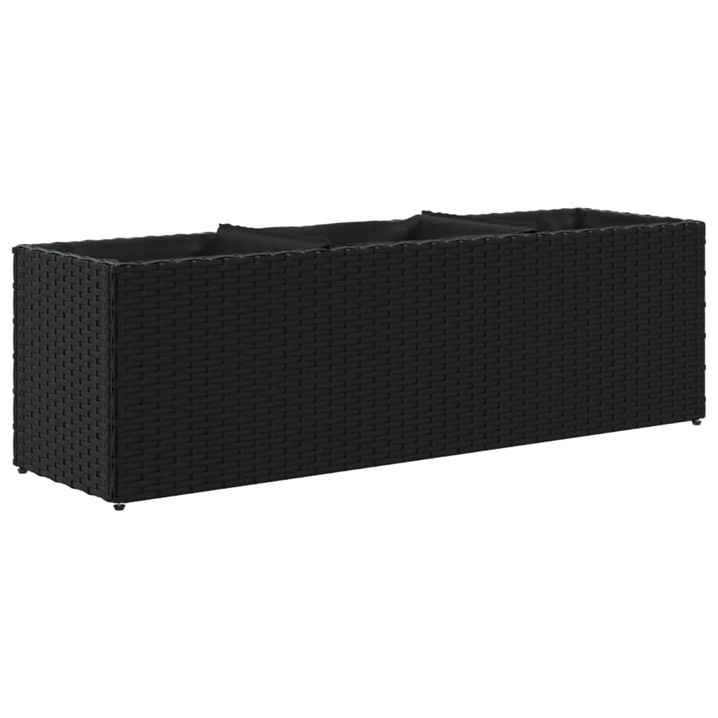 Vrtne sadilice s 3 posude 2 kom crne 90 x 20 x 40 cm poliratan
