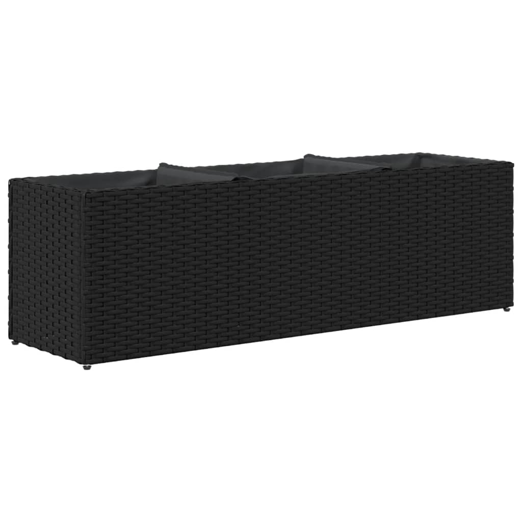 Vrtne sadilice s 3 posude 2 kom crne 90 x 20 x 40 cm poliratan