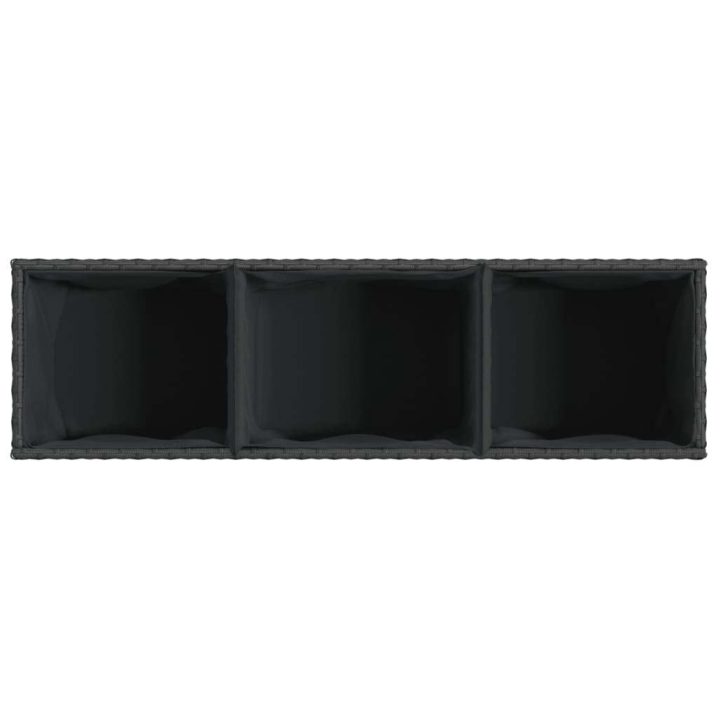 Vrtne sadilice s 3 posude 2 kom crne 90 x 20 x 40 cm poliratan
