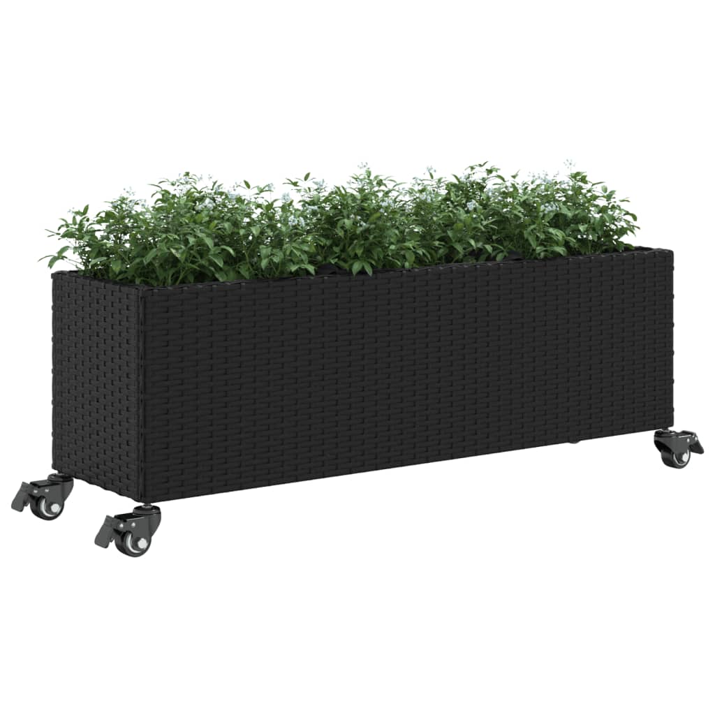 Vrtne sadilice s kotačima 2 kom crna 107x32x38 cm poliratan