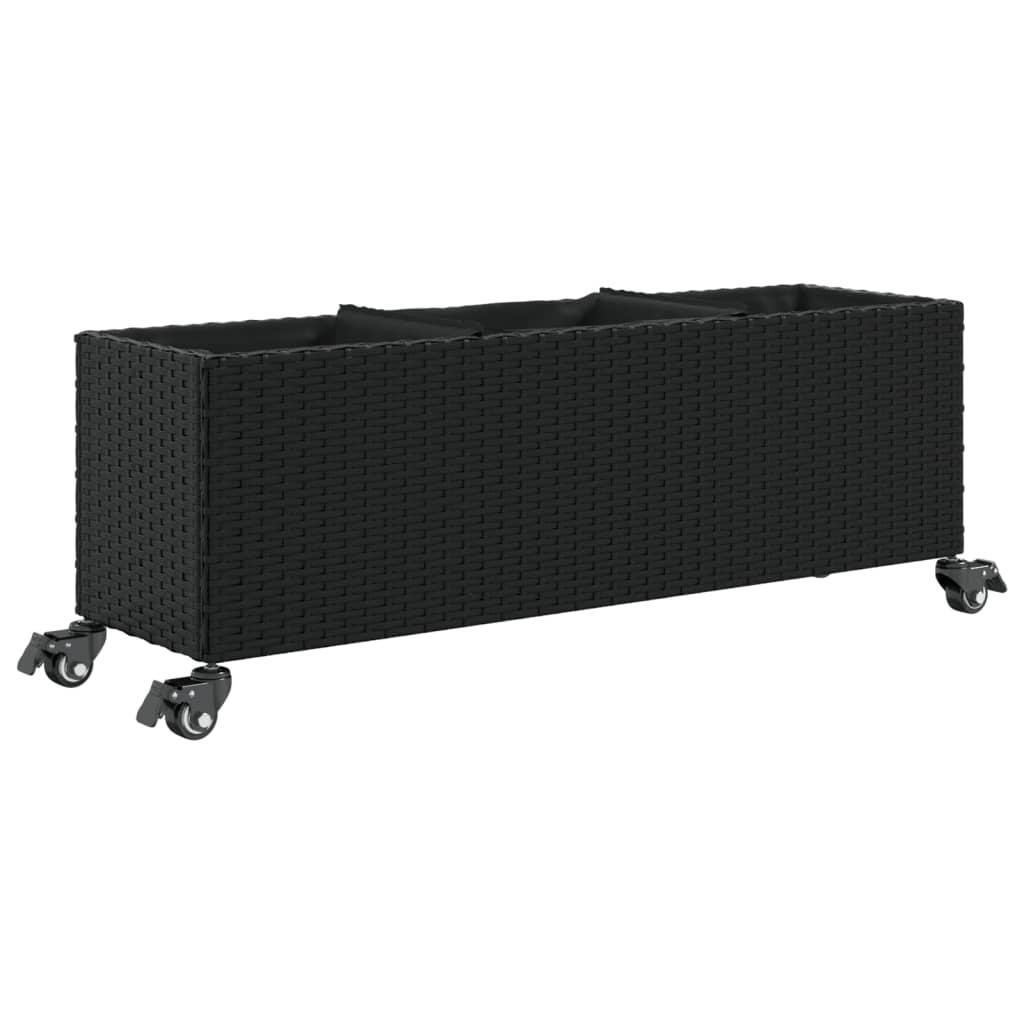 Vrtne sadilice s kotačima 2 kom crna 107x32x38 cm poliratan