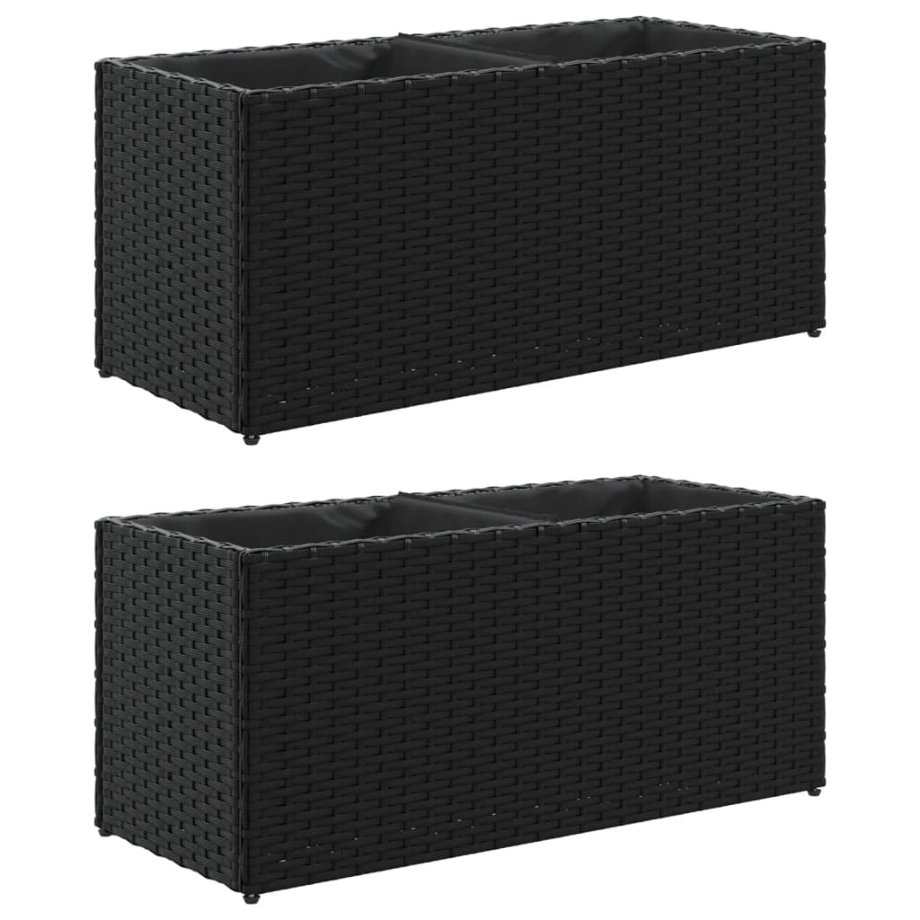 Vrtne sadilice s 2 posude 2 kom crne 72x30x32 cm poliratan