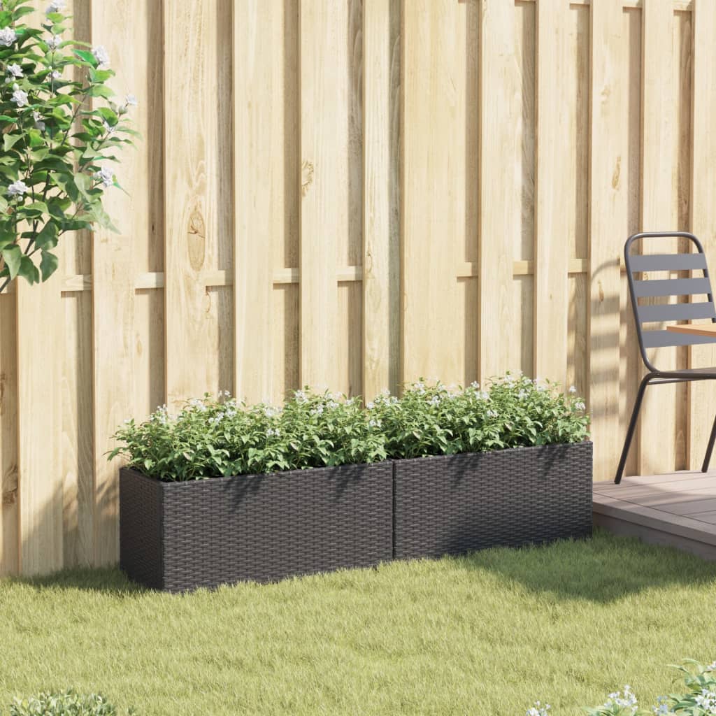 Vrtne sadilice s 2 posude 2 kom crne 72x30x32 cm poliratan