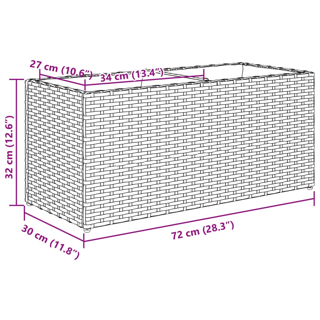 Vrtne sadilice s 2 posude 2 kom crne 72x30x32 cm poliratan