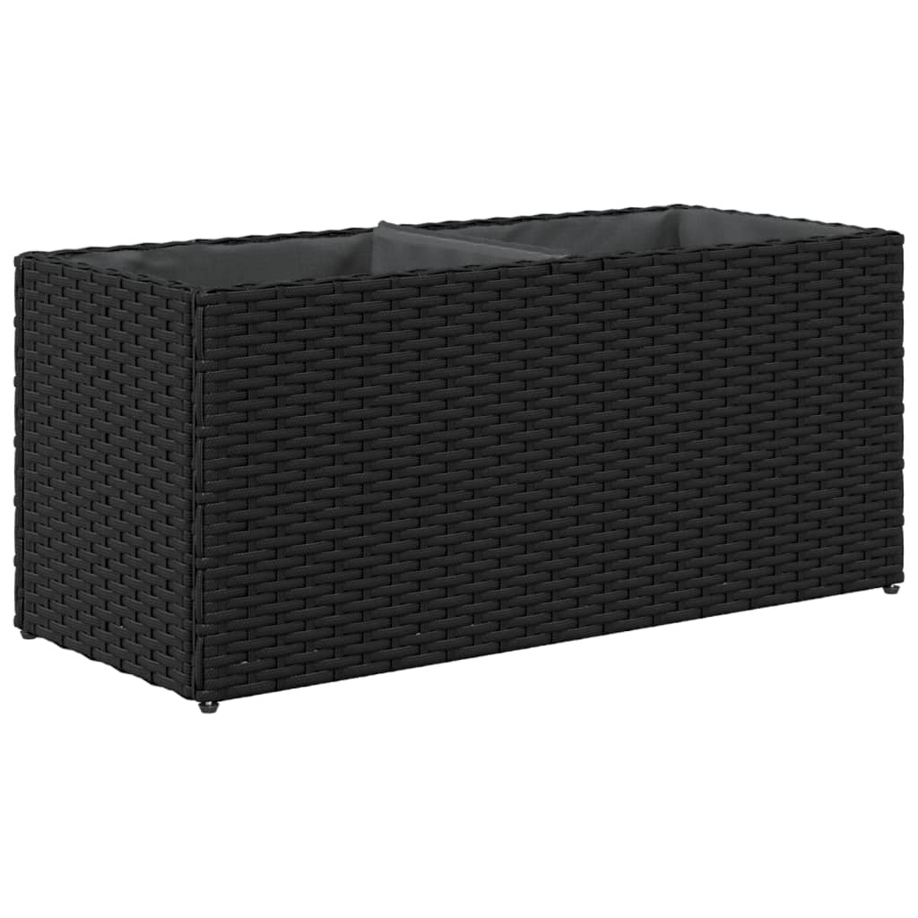 Vrtne sadilice s 2 posude 2 kom crne 72x30x32 cm poliratan
