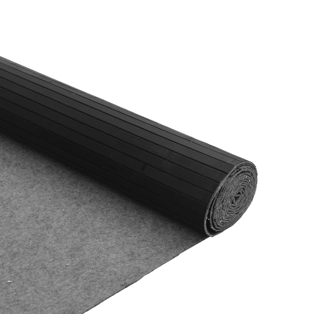 Tepih pravokutni crni 80 x 200 cm od bambusa